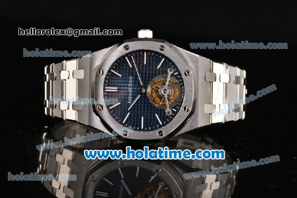 Audemars Piguet Royal Oak Tourbillon 41MM Swiss ST Tourbillon Manual Winding Full Steel with Blue Dial and Stick Markers - Click Image to Close